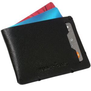 Hammer Anvil Mens Minimalist Front Pocket Wallet RFID Safe Leather Easy Pull Tab